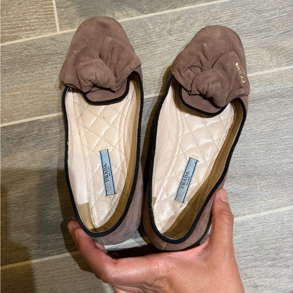 Prada Suede Flats with Bow